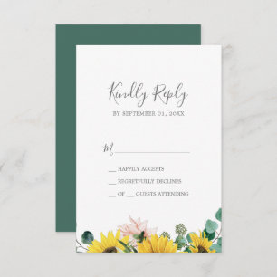 Rustic Sunflower Eucalyptus Simple RSVP Card