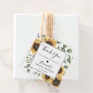Rustic Sunflower Eucalyptus Thank You Favour Tags
