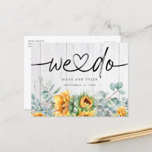 Rustic Sunflower Eucalyptus We Do Save The Date Announcement Postcard