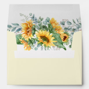 Rustic Sunflower Eucalyptus Wedding Envelope