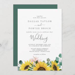 Rustic Sunflower Eucalyptus Wedding Invitation