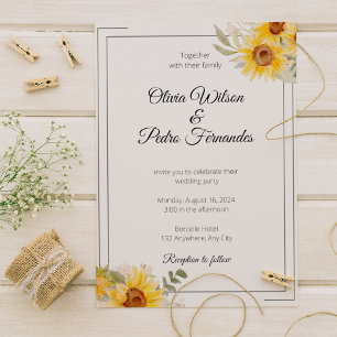 Rustic Sunflower Eucalyptus Wedding Invitation
