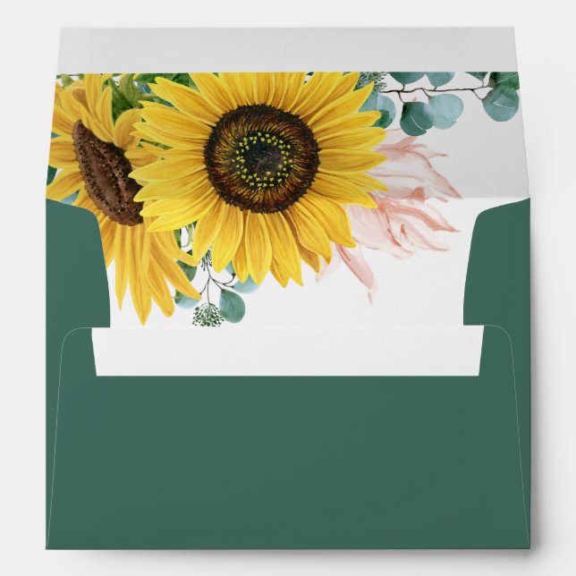 Rustic Sunflower Eucalyptus Wedding Invitation Envelope (Back (Bottom))