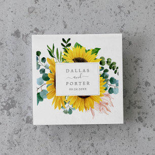 Rustic Sunflower Eucalyptus Wedding Napkin