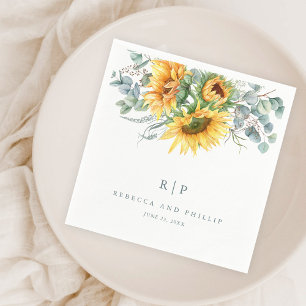 Rustic Sunflower Eucalyptus Wedding Napkin