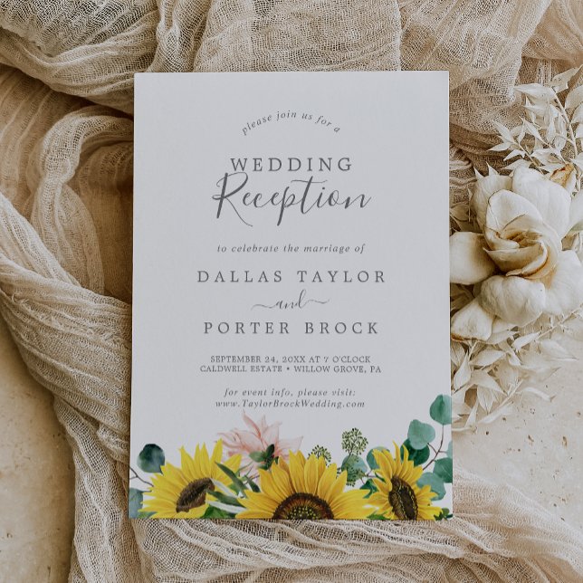 Rustic Sunflower Eucalyptus Wedding Reception Invitation (Creator Uploaded)