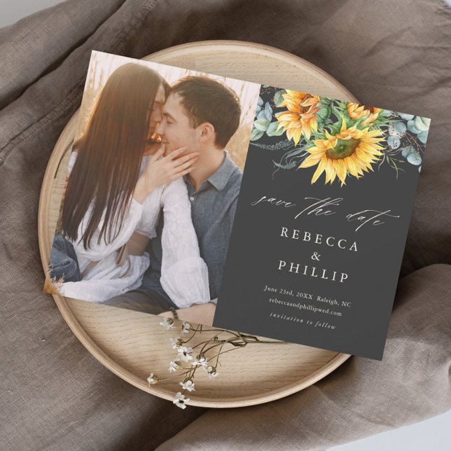 Rustic Sunflower Eucalyptus Wedding Save The Date (Creator Uploaded)