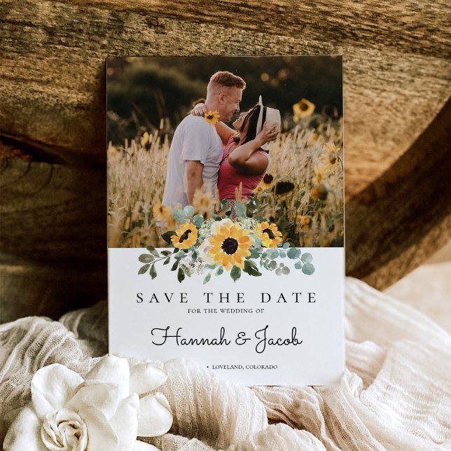 Rustic Sunflower Eucalyptus Wedding Save The Date (Creator Uploaded)