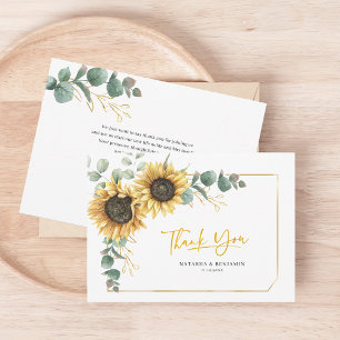 Rustic Sunflower Eucalyptus Wedding Thank You Card