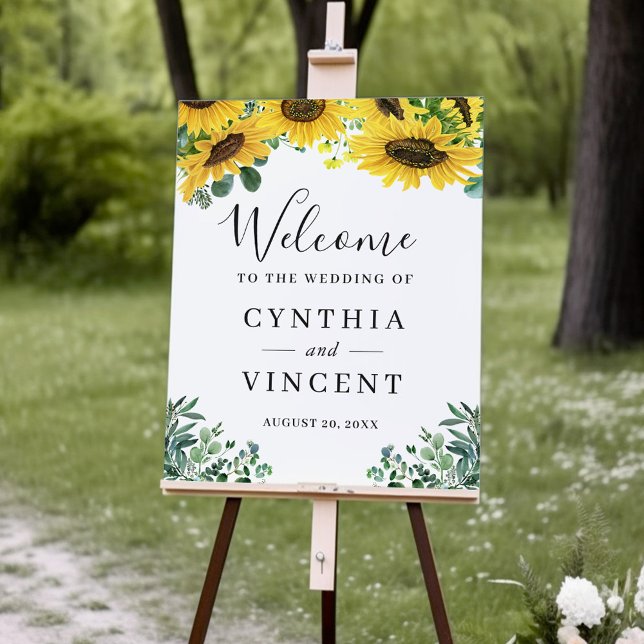 Rustic Sunflower Eucalyptus Wedding Welcome Sign (Creator Uploaded)