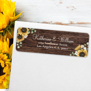Rustic Sunflower Eucalyptus Wooden Return Address Label
