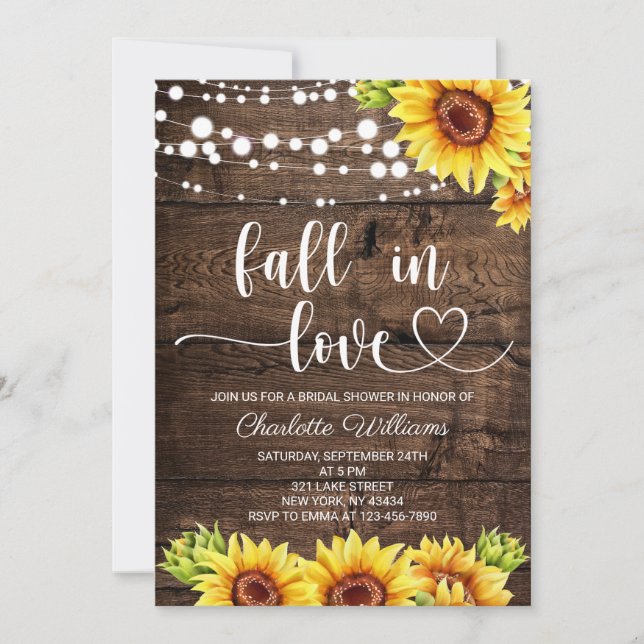 Rustic Sunflower Fall Bridal Shower Invitation (Front)