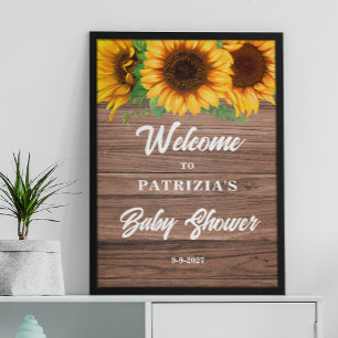 Rustic Sunflower Fall Welcome Baby Shower Poster
