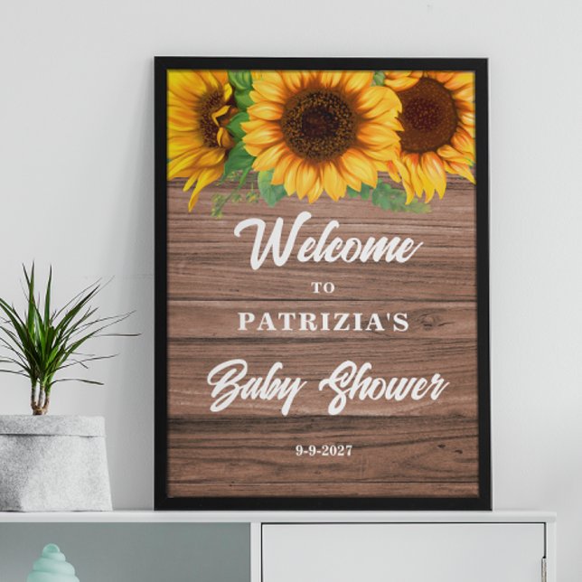 Rustic Sunflower Fall Welcome Baby Shower  Poster (Creator Uploaded)