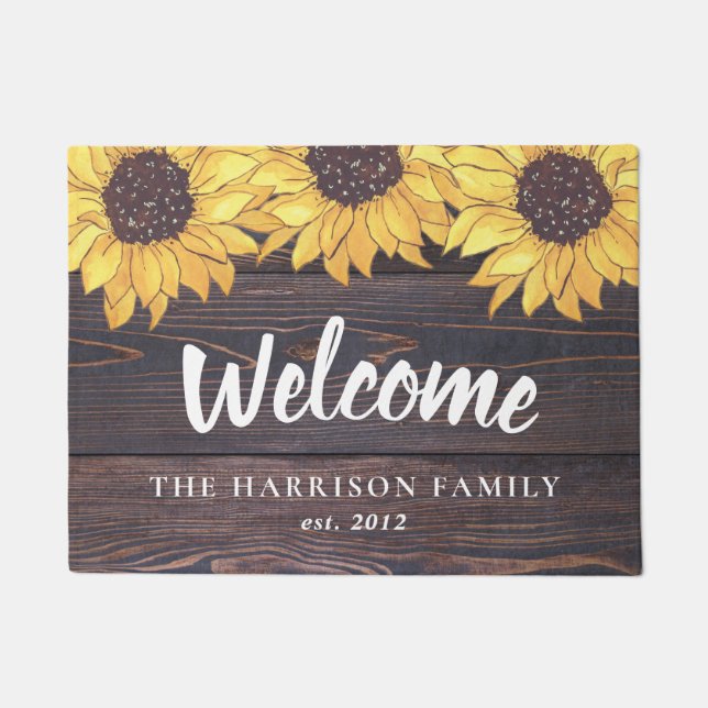 Rustic Sunflower Family Doormat (Front)