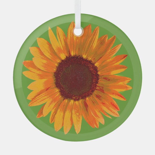 Rustic Sunflower Farm House Charm Suncatcher Glass Tree Decoration (Front)
