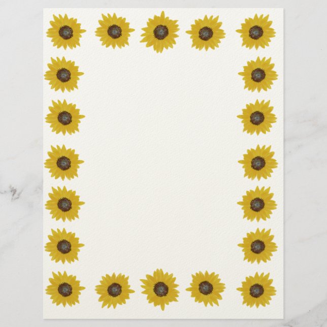 Rustic Sunflower Floral Border Letterhead Template (Front)