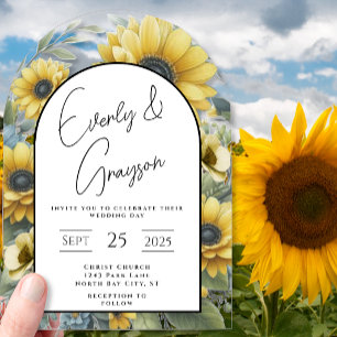 Rustic Sunflower Floral Bouquet Wedding  Acrylic Invitations