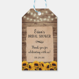 Rustic Sunflower Floral Bridal Shower Favour Gift Tags