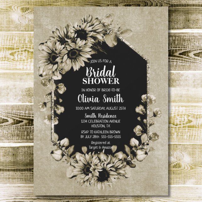 Rustic Sunflower Floral Bridal Shower Invitation (Creator Uploaded)