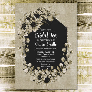 Rustic Sunflower Floral Bridal Tea Invitation