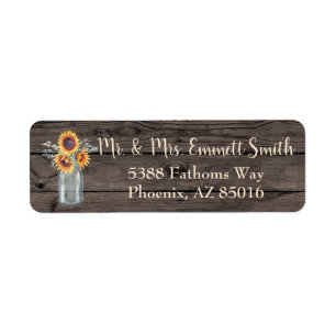 Rustic Sunflower Floral Country Vintage Wood Return Address Label
