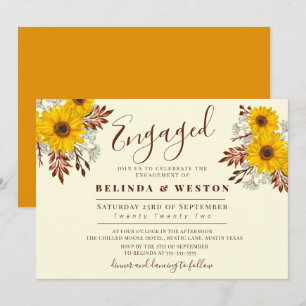 Rustic Sunflower Floral Engagement Party Invitation