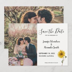 Rustic sunflower floral photo country save the date