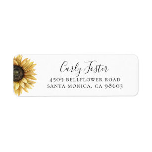 Rustic Sunflower Floral Return Address Return Address Label