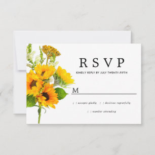 Rustic Sunflower Floral Wedding RSVP Card