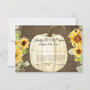 Rustic Sunflower Floral White Pumpkin Wood RSVP