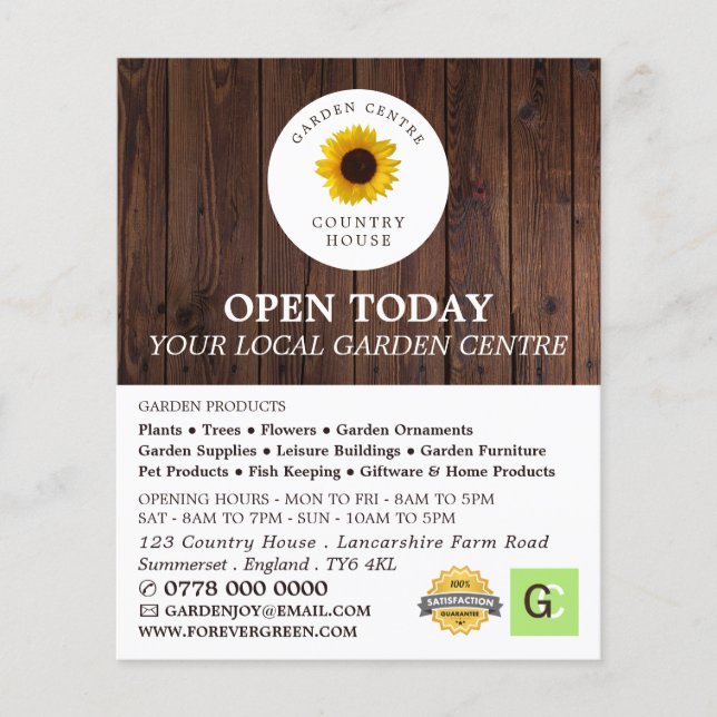 Rustic Sunflower, Garden Centre, Horticulturist Flyer (Front)