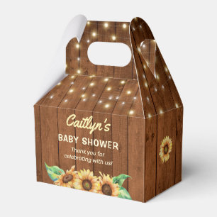 Rustic Sunflower Gender Neutral Yellow Baby Shower Favour Box