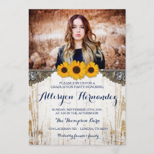 Rustic Sunflower Graduation Photo Announcement
