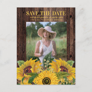 Rustic Sunflower Graduation Save Date Announcement