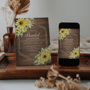 Rustic Sunflower Greenery Bridal Shower Invitation