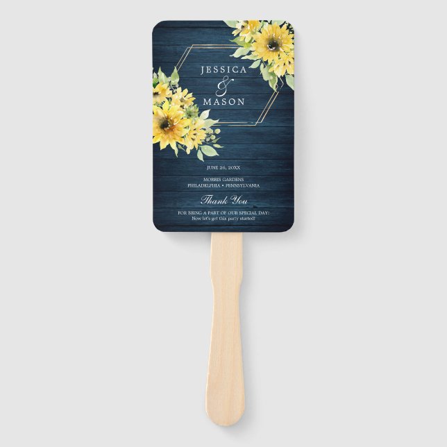 Rustic Sunflower Greenery Wedding Fan Program (Front)
