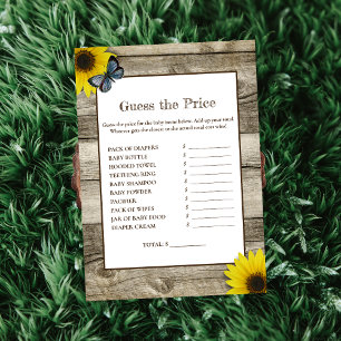 Rustic Sunflower Guess The Price Baby Shower Invitation
