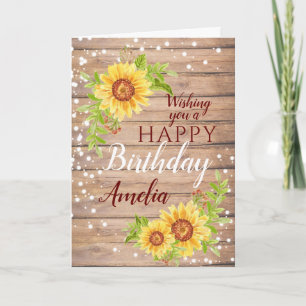 Rustic Sunflower Happy Birthday Floral Card