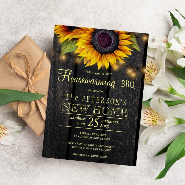 Rustic sunflower housewarming party invitation (Creator Uploaded)