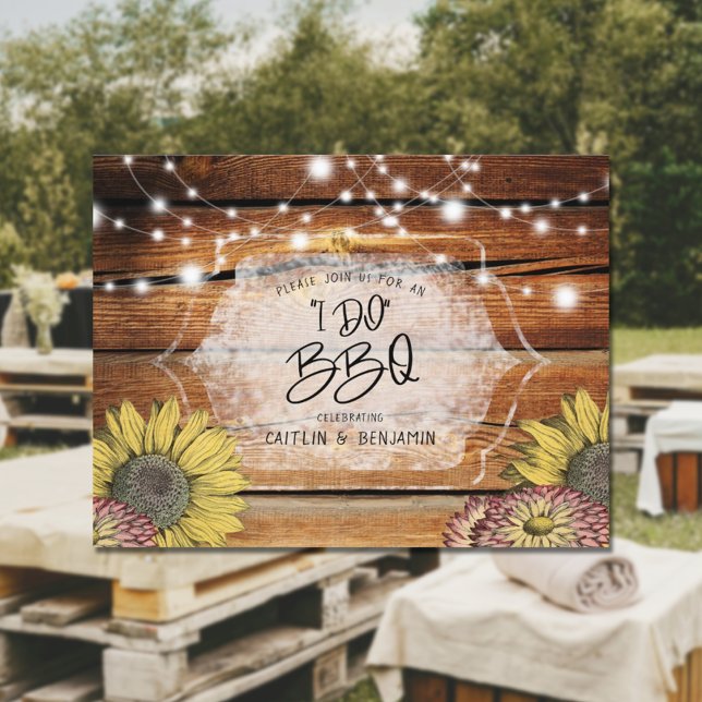 Rustic Sunflower I Do BBQ Bridal Shower  Invitation Postcard (Creator Uploaded)