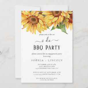 Rustic Sunflower "I Do BBQ" Engagement Party  Invitation