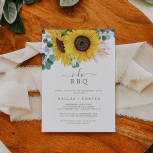 Rustic Sunflower I Do BBQ Engagement Party Invitation