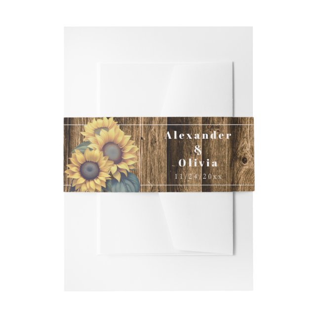 Rustic Sunflower Invitation Belly Band (Front Example)
