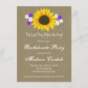 Rustic Sunflower Kraft Bachelorette Party Invites