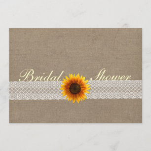 Rustic Sunflower Lace Bridal Shower Invitation