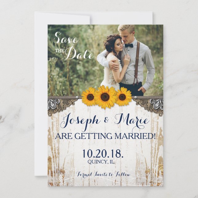 Rustic Sunflower Lace & Burlap Wedding Card (Front)
