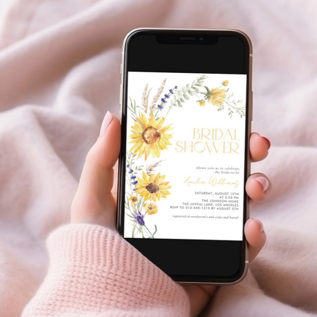 Rustic Sunflower Lavender Floral Bridal Shower Invitation (Creator Uploaded)