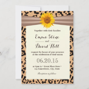 Rustic Sunflower Leopard Print Wedding Invitations