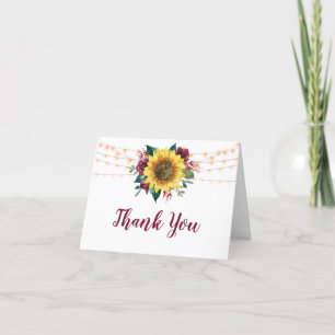 Rustic Sunflower Lights Floral Bridal Shower Thank You Card